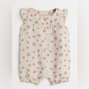 H&M 100% linen romper with floral print